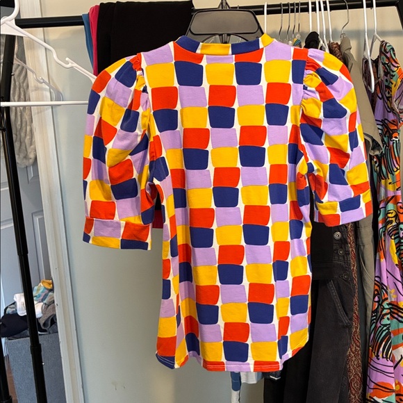 Nooworks Multicolor Checker Puff-Sleeve Top - Picture 4 of 4